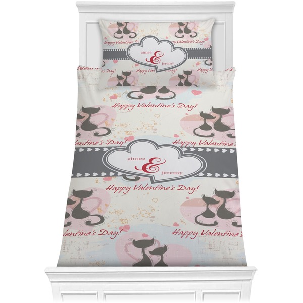 Custom Cats in Love Comforter Set - Twin (Personalized)