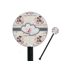Cats in Love 5.5" Round Plastic Stir Sticks - Black - Single Sided (Personalized)