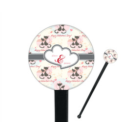 Cats in Love 7" Round Plastic Stir Sticks - Black - Double Sided (Personalized)
