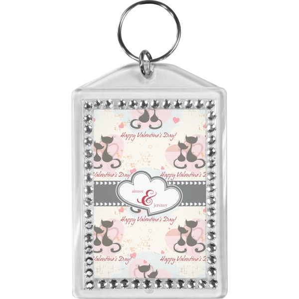Custom Cats in Love Bling Keychain (Personalized)