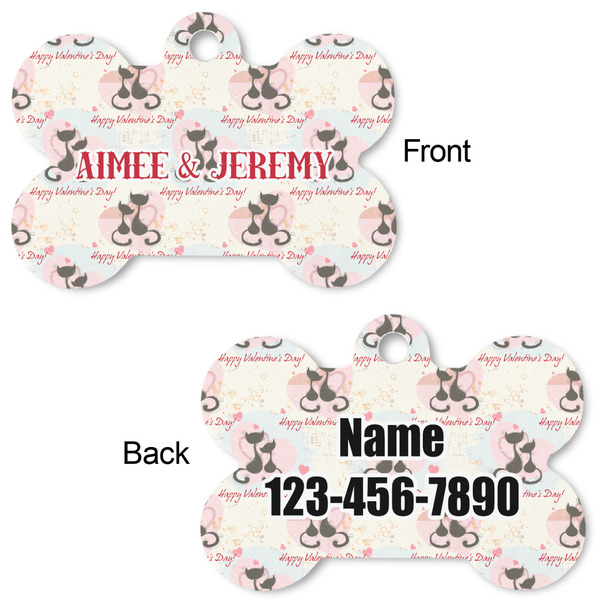 Cats in Love Bone Shaped Dog ID Tag - Large - Approval