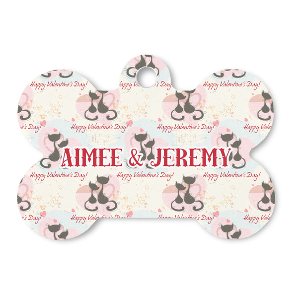 Custom Cats in Love Bone Shaped Dog ID Tag - Large (Personalized)