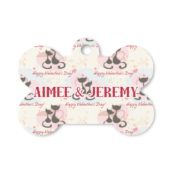 Custom Cats in Love Bone Shaped Dog ID Tag - Small (Personalized)