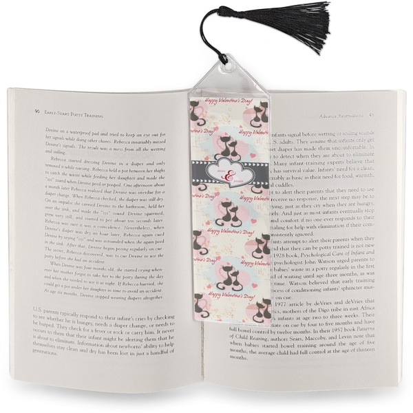 Cats in Love Bookmark with tassel - In book