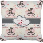 Cats in Love Faux-Linen Throw Pillow 16" (Personalized)
