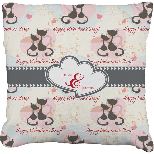 Custom Cats in Love Faux-Linen Throw Pillow 16" (Personalized)