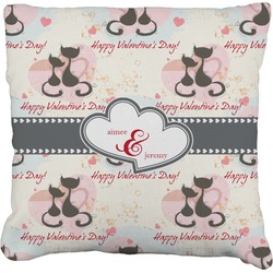 Cats in Love Faux-Linen Throw Pillow 18" (Personalized)