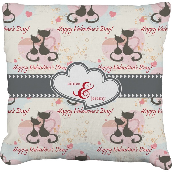 Custom Cats in Love Faux-Linen Throw Pillow 18" (Personalized)