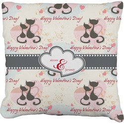 Cats in Love Faux-Linen Throw Pillow 20" (Personalized)