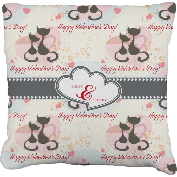 Custom Cats in Love Faux-Linen Throw Pillow 20" (Personalized)