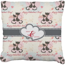 Cats in Love Faux-Linen Throw Pillow 26" (Personalized)