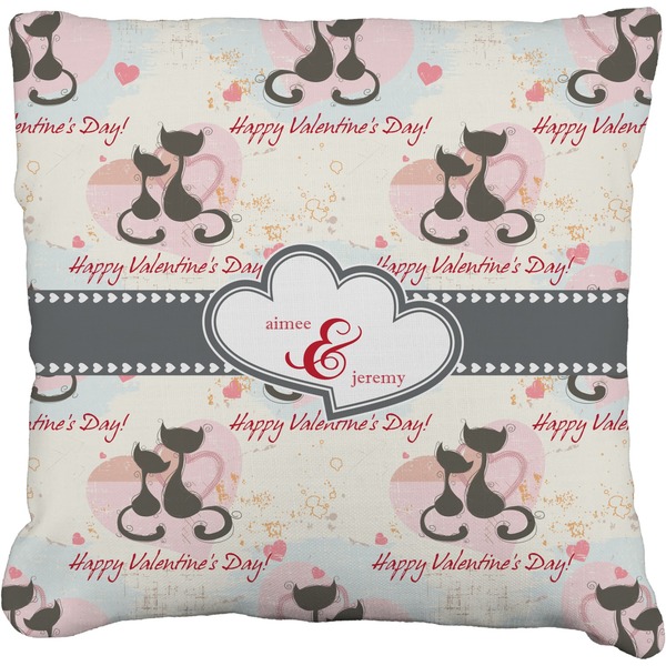 Custom Cats in Love Faux-Linen Throw Pillow 26" (Personalized)