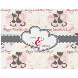 Cats in Love Woven Fabric Placemat - Twill w/ Couple's Names