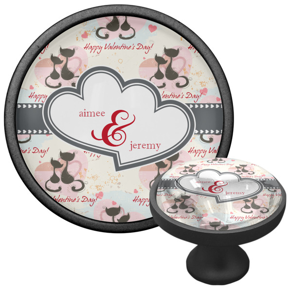 Cats in Love Cabinet Knob - Black - Multi Angle