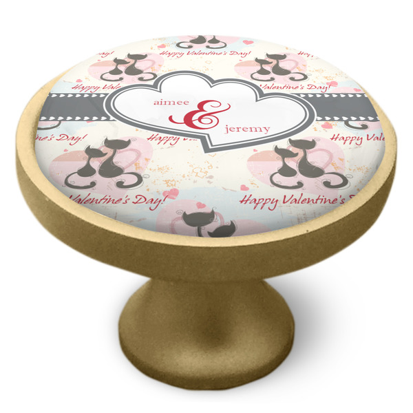 Cats in Love Cabinet Knob - Gold - Side