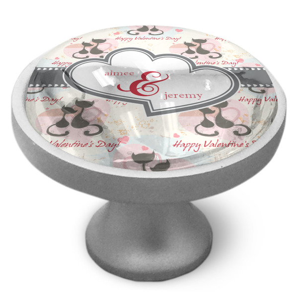 Cats in Love Cabinet Knob - Nickel - Side
