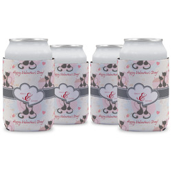 Cats in Love Can Cooler (12 oz) - Set of 4 w/ Couple's Names