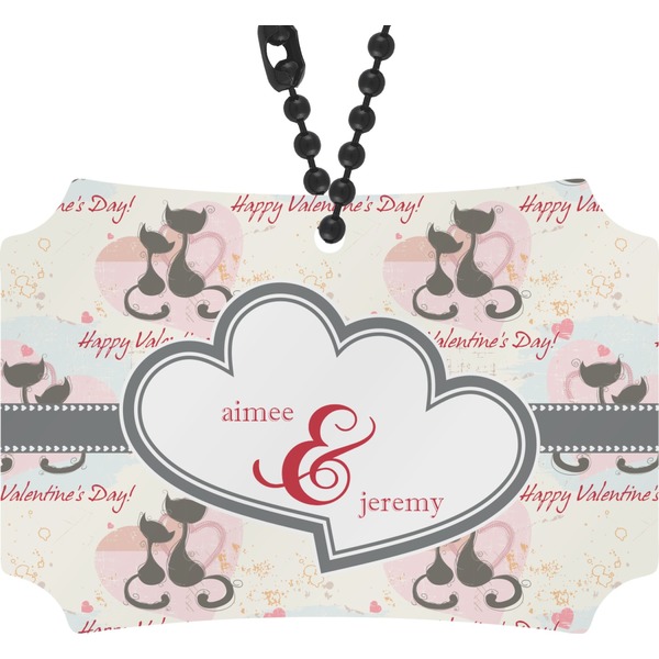 Custom Cats in Love Rear View Mirror Ornament (Personalized)