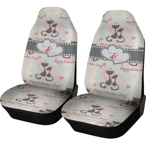 Custom Cats in Love Car Seat Covers (Set of Two) (Personalized)