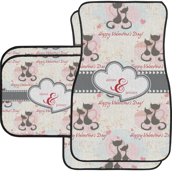 Custom Cats in Love Car Floor Mats Set - 2 Front & 2 Back (Personalized)