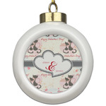 Cats in Love Ceramic Ball Ornament (Personalized)