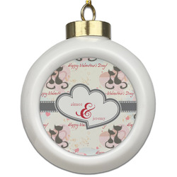 Cats in Love Ceramic Ball Ornament (Personalized)