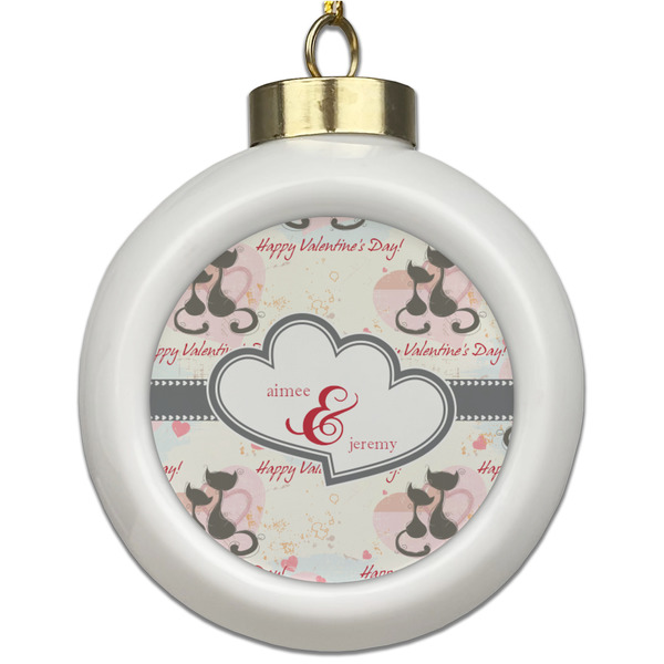 Custom Cats in Love Ceramic Ball Ornament (Personalized)