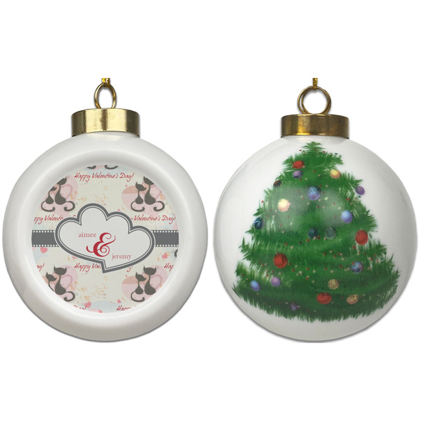 Cats in Love Ceramic Christmas Ornament - X-Mas Tree (APPROVAL)