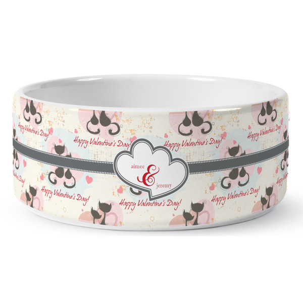 Cats in Love Ceramic Dog Bowl - Medium - Front