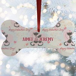 Cats in Love Ceramic Dog Ornament w/ Couple's Names