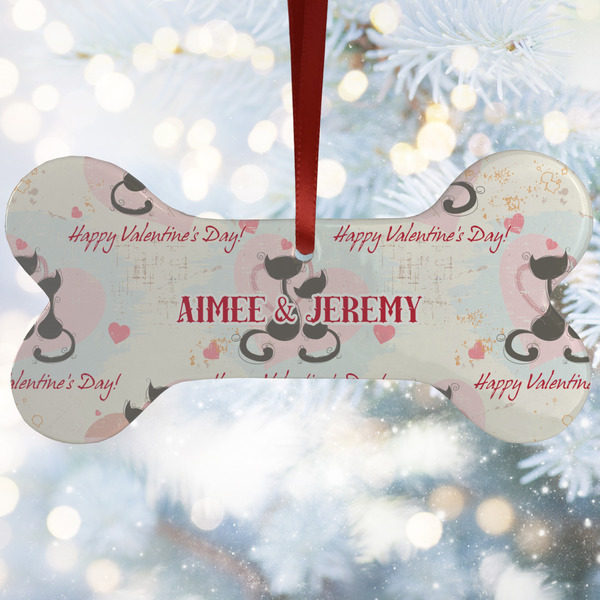 Custom Cats in Love Ceramic Dog Ornament w/ Couple's Names