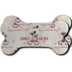 Cats in Love Ceramic Dog Ornament - Front & Back w/ Couple's Names