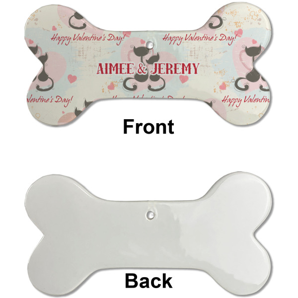 Cats in Love Ceramic Flat Ornament - Bone Front & Back Single Print (APPROVAL)