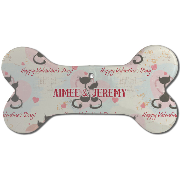 Cats in Love Ceramic Flat Ornament - Bone Front