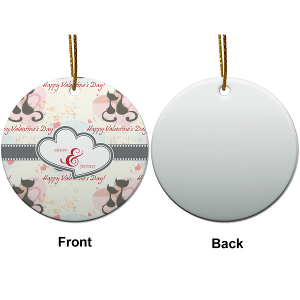 Cats in Love Ceramic Flat Ornament - Circle Front & Back (APPROVAL)