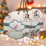 Cats in Love Ceramic Ornament w/ Couple's Names