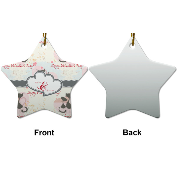 Cats in Love Ceramic Flat Ornament - Star Front & Back (APPROVAL)