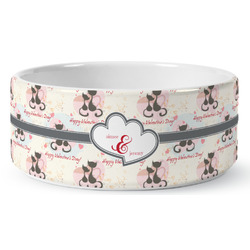 Cats in Love Ceramic Dog Bowl (Personalized)