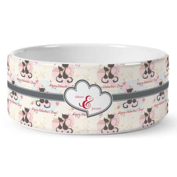 Custom Cats in Love Ceramic Dog Bowl - Large (Personalized)
