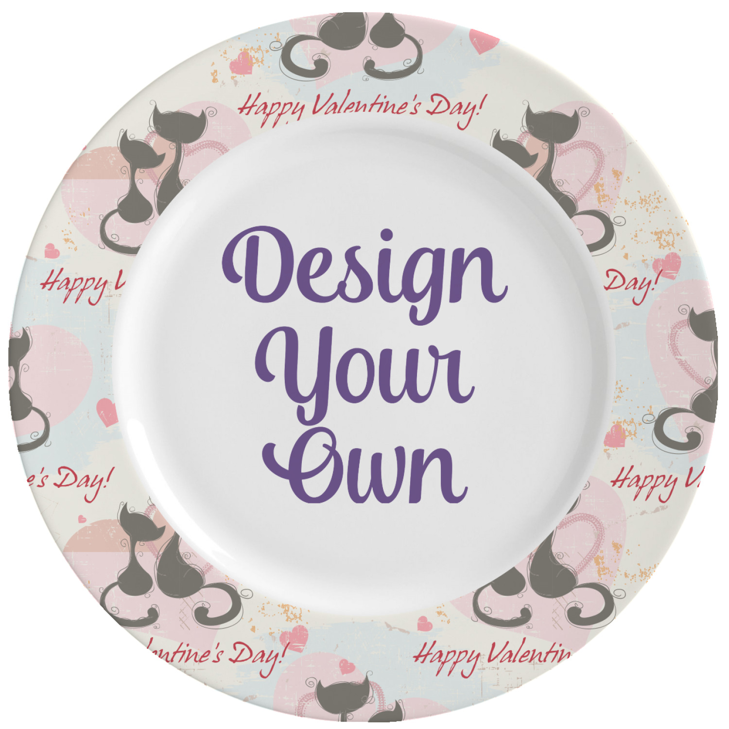 Cats in Love Ceramic Dinner Plates (Set of 4) (Personalized