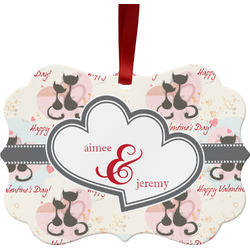 Cats in Love Metal Frame Ornament - Double Sided w/ Couple's Names