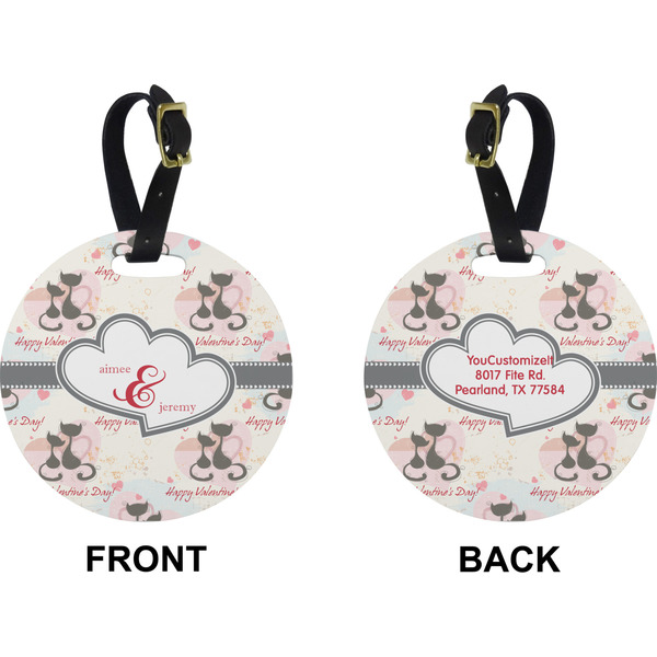Cats in Love Circle Luggage Tag (Front + Back)