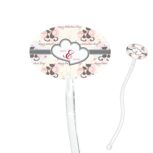 Custom Cats in Love 7" Oval Plastic Stir Sticks - Clear (Personalized)