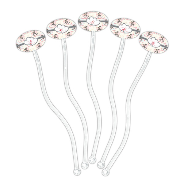 Cats in Love Clear Plastic 7" Stir Stick - Oval - Fan