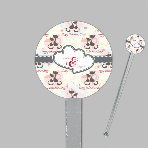 Cats in Love Clear Plastic 7" Stir Stick - Round - Closeup