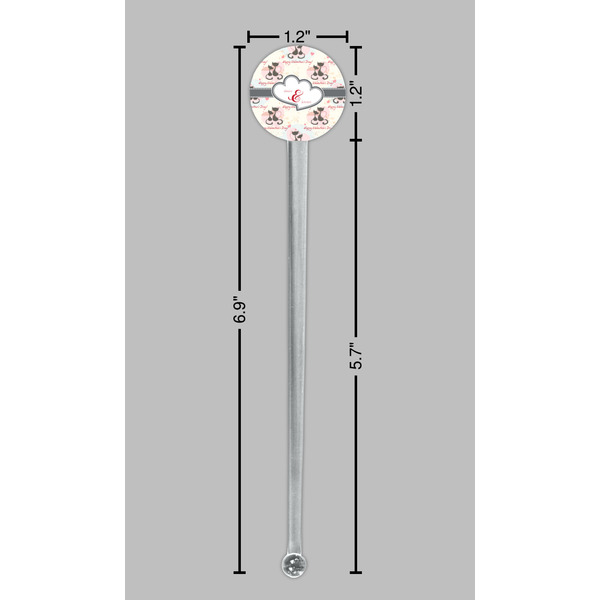 Cats in Love Clear Plastic 7" Stir Stick - Round - Dimensions