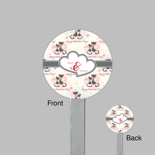 Cats in Love Clear Plastic 7" Stir Stick - Round - Front & Back