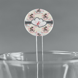 Cats in Love 7" Round Plastic Stir Sticks - Clear (Personalized)