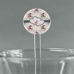 Cats in Love 5.5" Round Plastic Stir Sticks - Clear (Personalized)