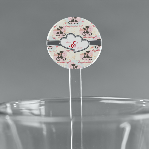 Custom Cats in Love 7" Round Plastic Stir Sticks - Clear (Personalized)